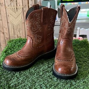 Ariat Fatbaby Saddle Russet Rebel Dapper Western Boots sz 7B